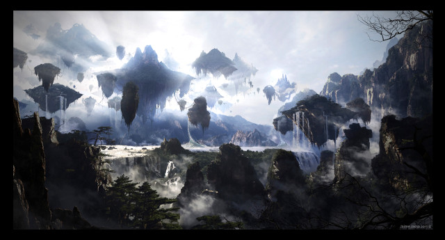 Mountain landscape fog mist trees free wallpaper for desktop - medium preview image