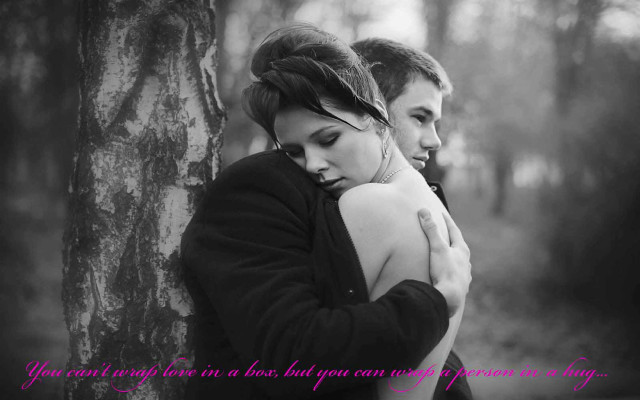 Man woman hugging woods quote free wallpaper for desktop - medium preview image