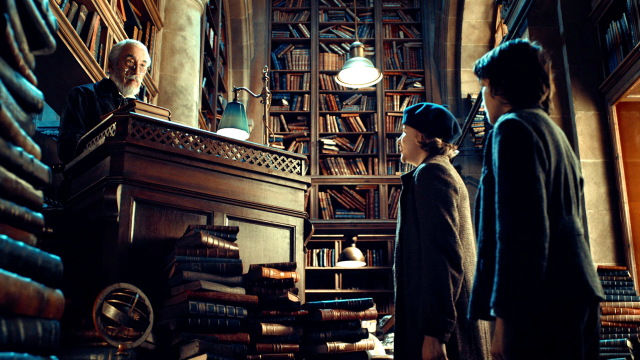 Library group people bookshelf statue free wallpaper for desktop - medium preview image