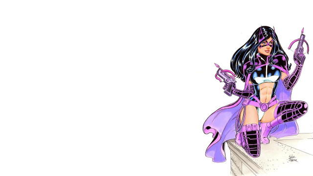 Woman purple outfit sitting ledge free wallpaper for desktop - medium preview image