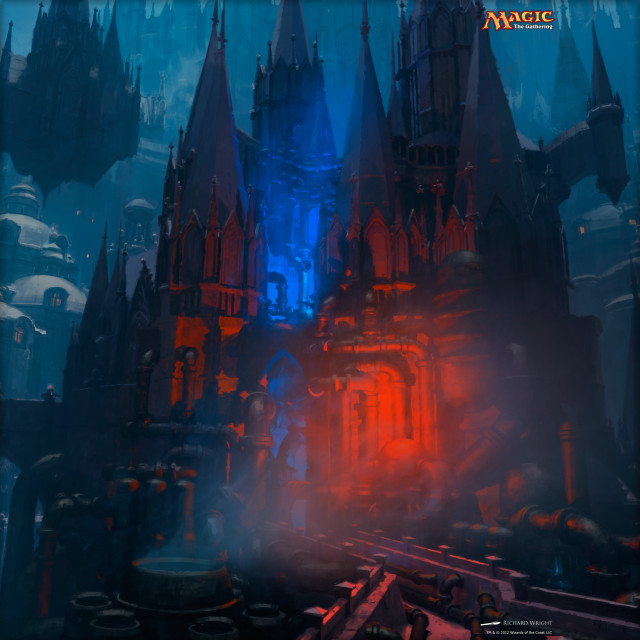Fantasy castle red light blue free wallpaper for tablet - medium preview image