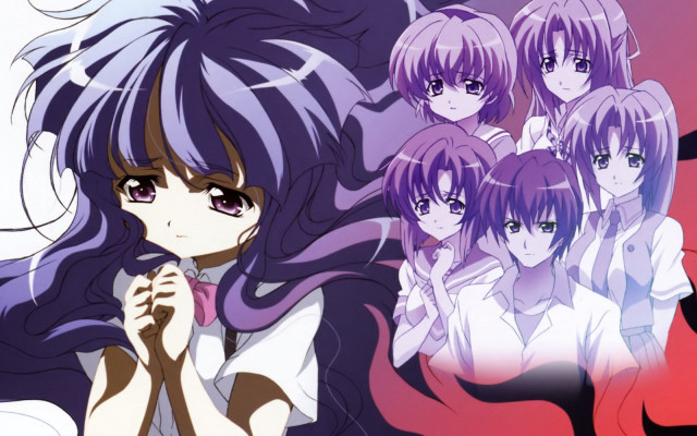 Anime girls long hair purple #7 free wallpaper for desktop - medium preview image