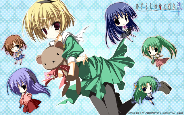 Anime girls teddy bear various free wallpaper for desktop - medium preview image