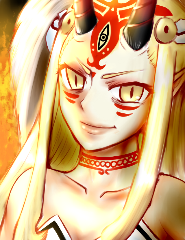 Blonde woman red mask black free wallpaper for mobile - medium preview image