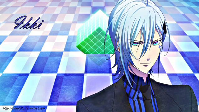 Anime blue hair black suit free wallpaper for desktop - medium preview image