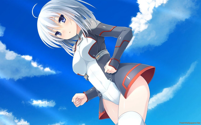 Woman short skirt boots flying free wallpaper for desktop - medium preview image