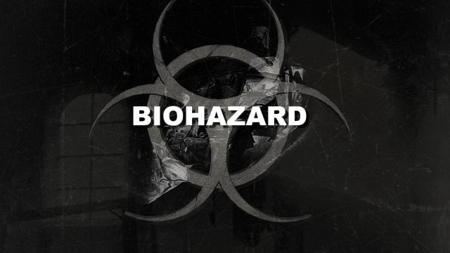 Biohazard logo black background white free wallpaper for desktop - medium preview image