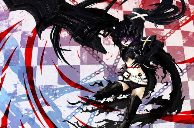 Gothic anime woman sword checkered free wallpaper for desktop - medium preview image