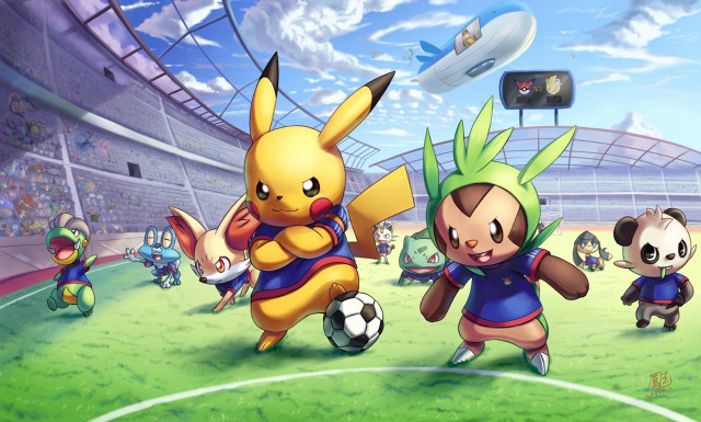 Pokemon panda soccer stadium sky free wallpaper for desktop - medium preview image