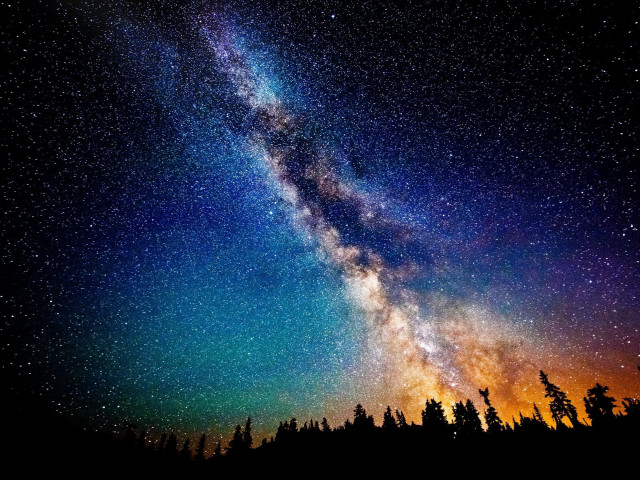 Night sky bright star foreground free wallpaper for desktop - medium preview image