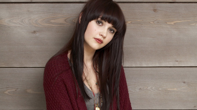 Woman long hair red sweater #2 free wallpaper for desktop - medium preview image