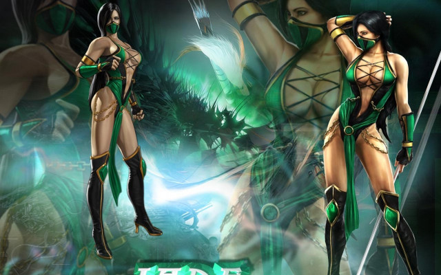 Green woman sword league fantasy free wallpaper for desktop - medium preview image