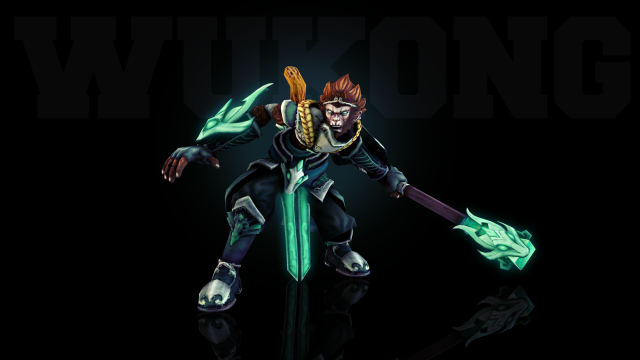 Man green sword black background free wallpaper for desktop - medium preview image