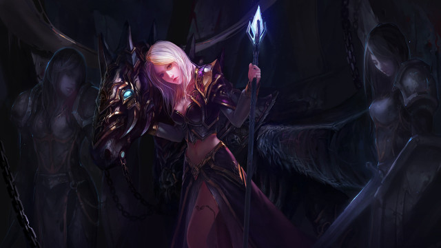 Woman sword demon costume dark free wallpaper for desktop - medium preview image