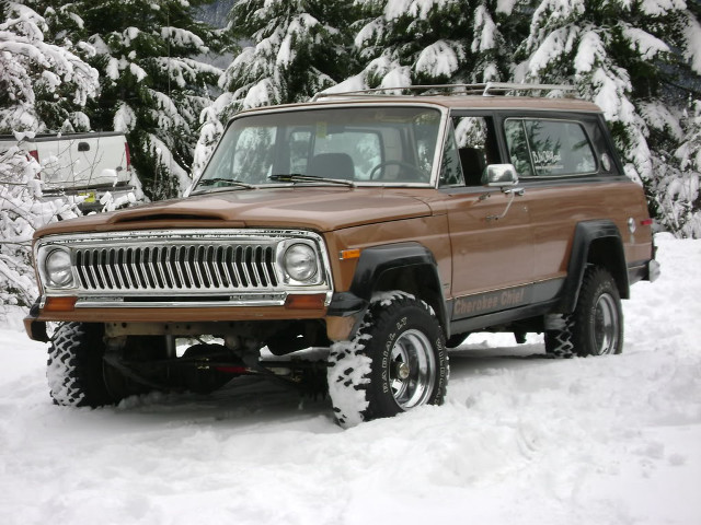 Brown jeep snow trees winter free wallpaper for desktop - medium preview image