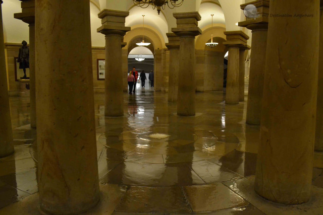 Group people hallway columns clock free wallpaper for desktop - medium preview image