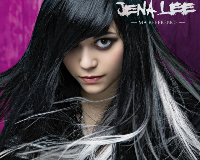 Woman black white hair purple free wallpaper for desktop - medium preview image