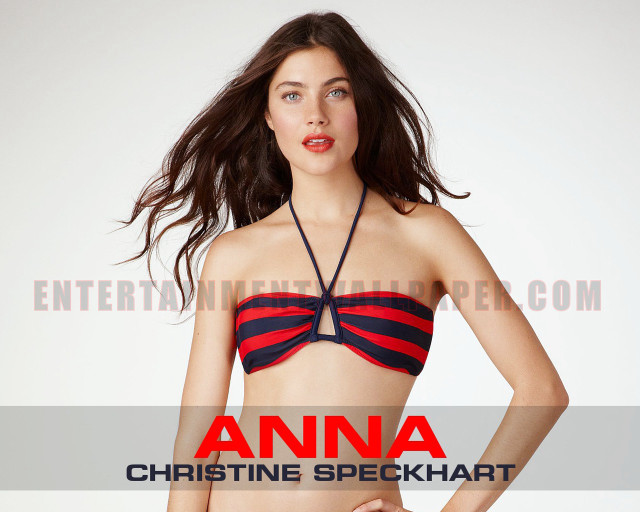 Woman bikini red black stripe free wallpaper for desktop - medium preview image