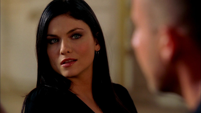 Woman blackhair blueeyes man blackshirt free wallpaper for desktop - medium preview image