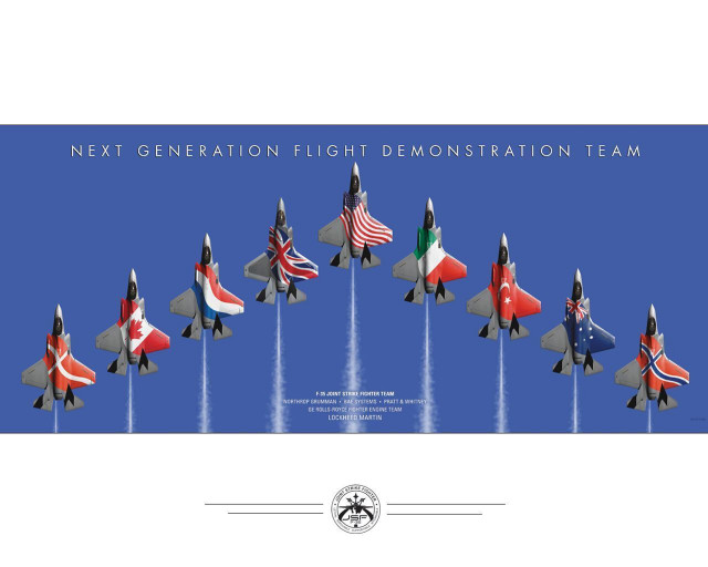 Fighter jets flags sky poster free wallpaper for desktop - medium preview image