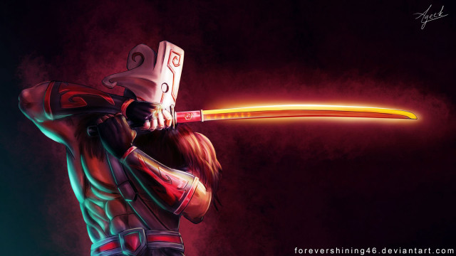 Man holding swords glowing image free wallpaper for desktop - medium preview image