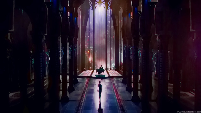 Dark room light hallway columns free wallpaper for desktop - medium preview image