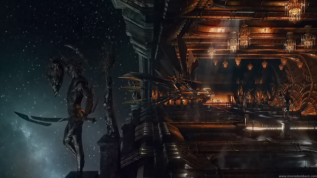 Sci fi astronaut aurora cityscape free wallpaper for desktop - medium preview image