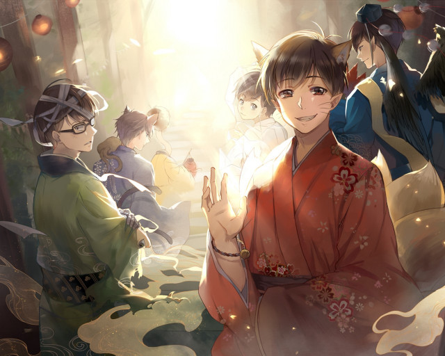Forest group kimono waving light free wallpaper for desktop - medium preview image