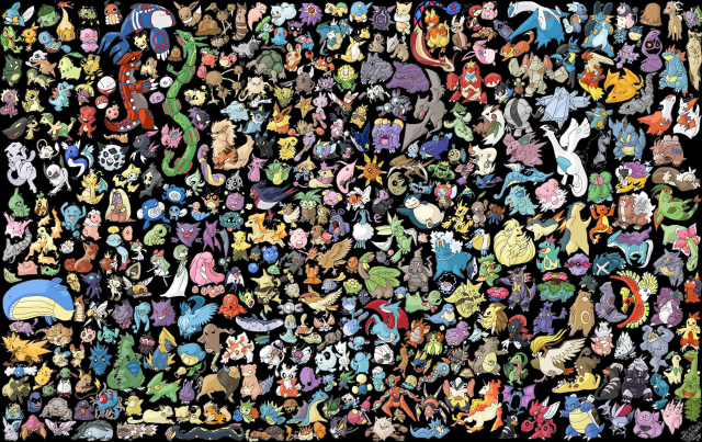 Pokemon group colorful black background free wallpaper for desktop - medium preview image