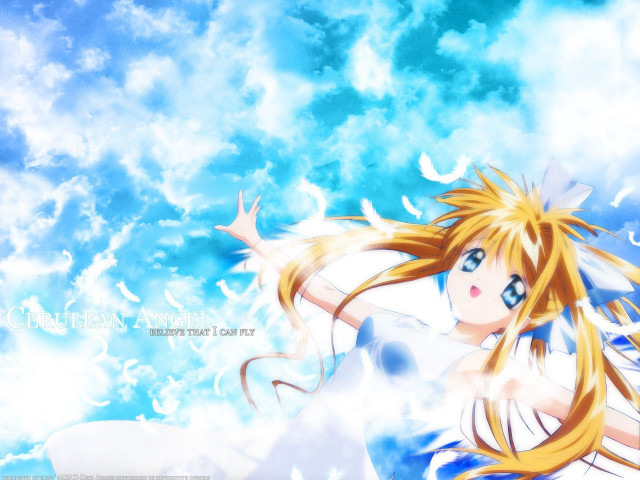 Anime girl flying blue eyes free wallpaper for desktop - medium preview image