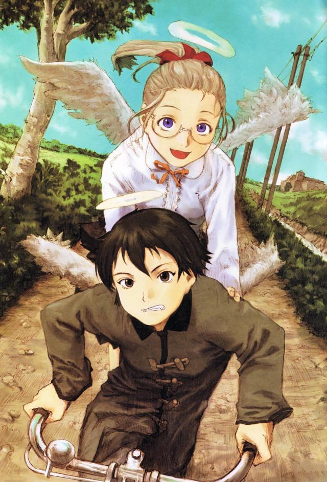 Anime couple bike dirt road free wallpaper for mobile - medium preview image