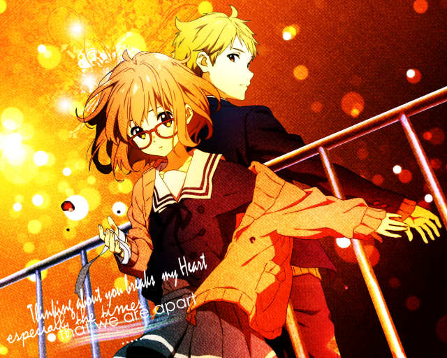 Anime couple balcony yellow red free wallpaper for desktop - medium preview image