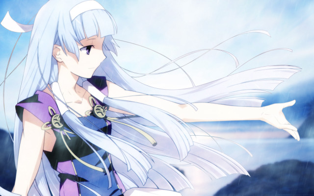 White haired woman blue dress #3 free wallpaper for desktop - medium preview image