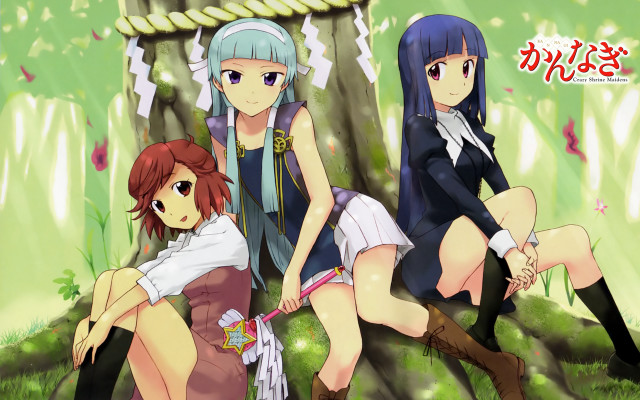 Anime girls tree woods sitting #2 free wallpaper for desktop - medium preview image