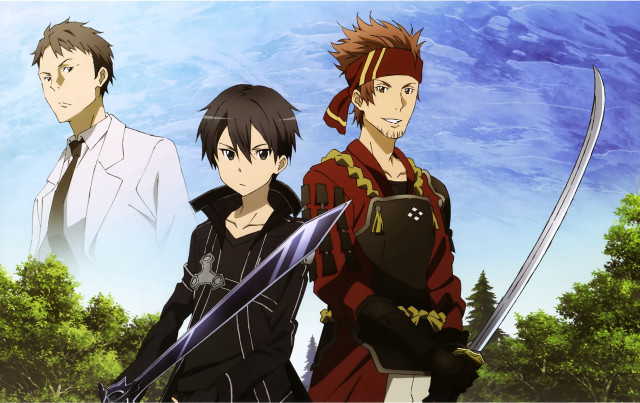 Anime characters blue sky trees free wallpaper for desktop - medium preview image