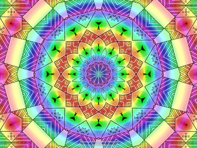 Psychedelic flower colorful circular star free wallpaper for desktop - medium preview image