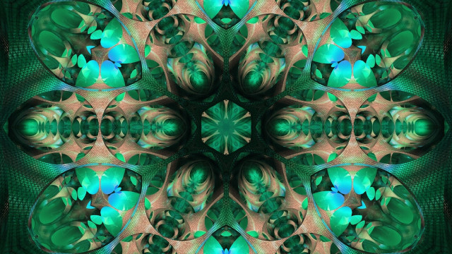 Green blue abstract flower center free wallpaper for desktop - medium preview image