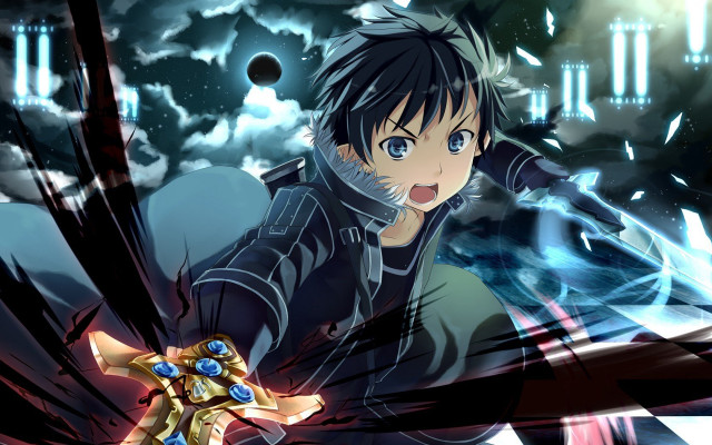 Anime character sword cloudy sky free wallpaper for desktop - medium preview image