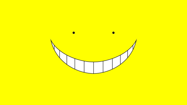 Yellow background smiling face black free wallpaper for desktop - medium preview image