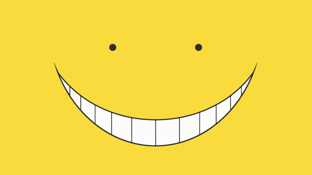Yellow background smiling face drawn free wallpaper for desktop - medium preview image