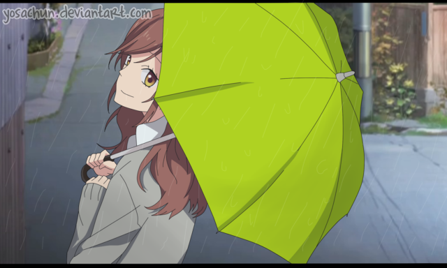 Woman holding umbrella rain street free wallpaper for desktop - medium preview image