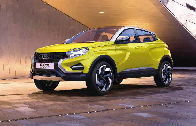 Yellow suv parked building light free wallpaper for desktop - medium preview image