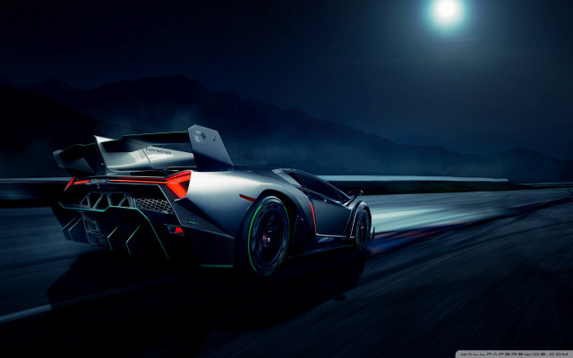 Car night road full moon #2 free wallpaper for desktop - medium preview image