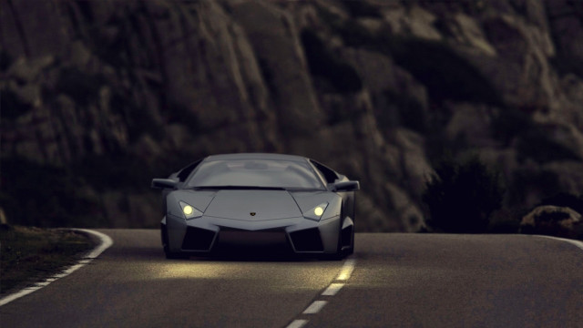 Car driving road mountain nighttime free wallpaper for desktop - medium preview image