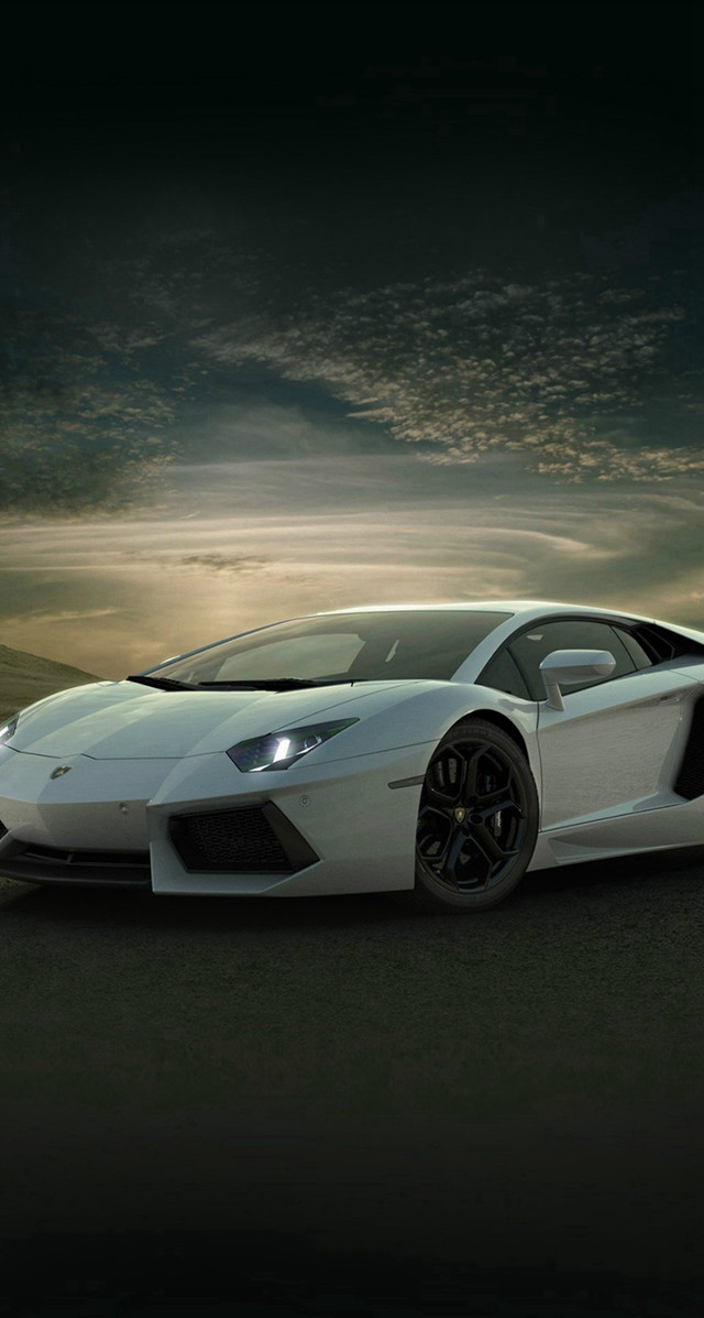 White sports car night parking #5 free wallpaper for mobile - medium preview image