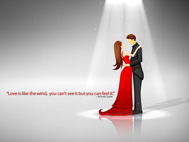 Couple red dress spotlight quote free wallpaper for desktop - medium preview image