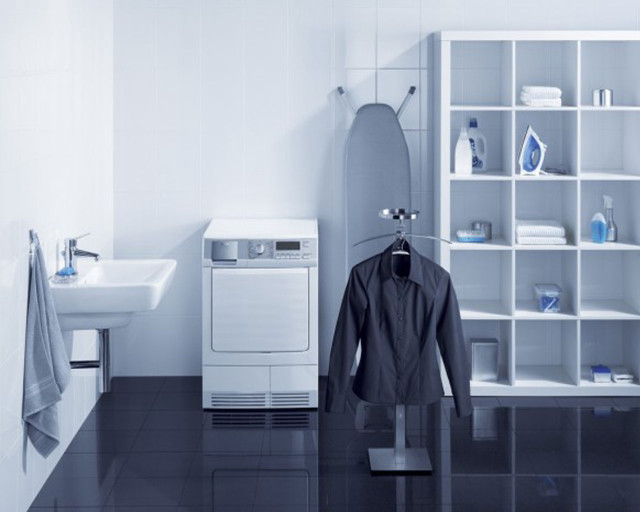 Bathroom white sink black shirt free wallpaper for desktop - medium preview image