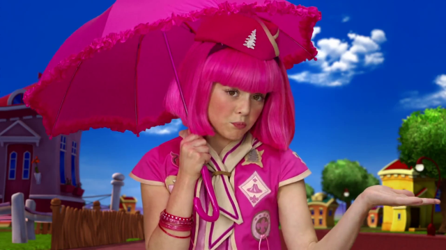 Pink hair girl holding umbrella free wallpaper for desktop - medium preview image