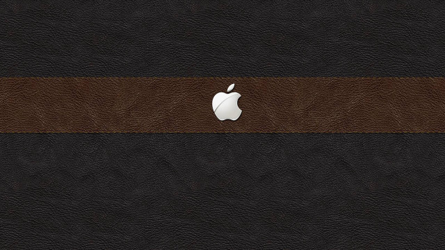 Apple logo black leather background free wallpaper for desktop - medium preview image