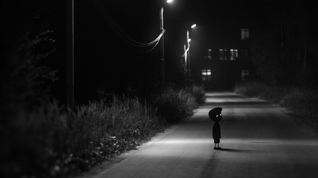 Person standing road night umbrella free wallpaper for desktop - medium preview image